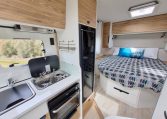 2025 Fiat Ducato Pilote P650C motorhome interior view showing the built-in fridge.