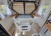 2025 Fiat Ducato Pilote P650C motorhome interior view showing the underbed storage.