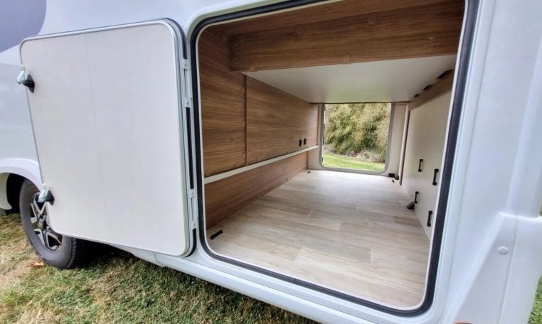 Fiat Ducato Pilote P740FC motorhome exterior view of the rear boot.