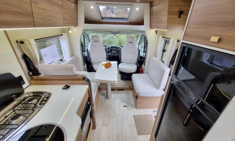 Fiat Ducato Pilote P740FC motorhome interior view of the living area.