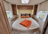 Fiat Ducato Pilote P740FC motorhome interior view of the rear island bed.