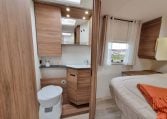 Fiat Ducato Pilote P740FC motorhome interior view of the bathroom showing the toilet.