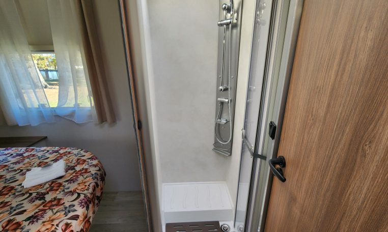 2025 Fiat Ducato Pilote P746FC interior view showing the separate shower.