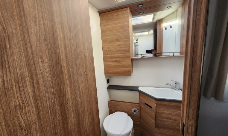 2025 Fiat Ducato Pilote P746FC interior view showing the toilet.