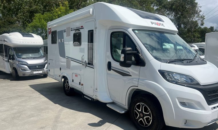 2025 Pilote 650GJ motorhome exterior showing the driver’s side profile and design.