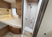 Modern shower in the 2025 Pilote 650GJ, designed for comfort and convenient motorhome living.