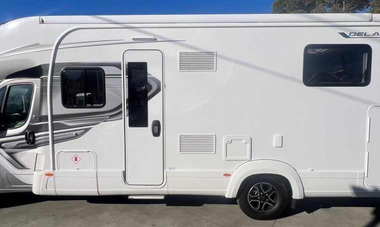 2026 Auto-Trail Delaware HB exterior view of the habitation door.