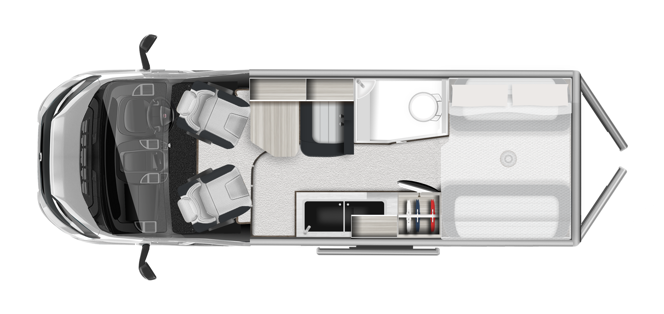 internal layout of a 2026 Auto-Trail Expedition Van 67 Flex