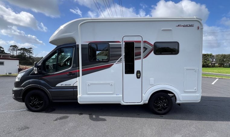 2026 Auto-Trail F-Line F62 motorhome exterior view showing the habitation door.