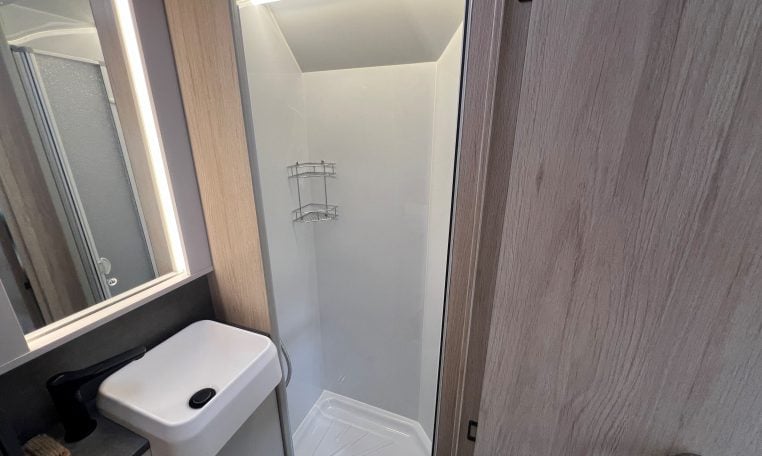 2026 Auto-Trail F-Line F62 motorhome interior showing the spacious separate shower.