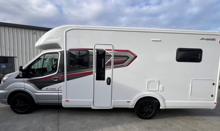 2026 Auto-Trail F-Line F70 motorhome exterior view showing the habitation door.