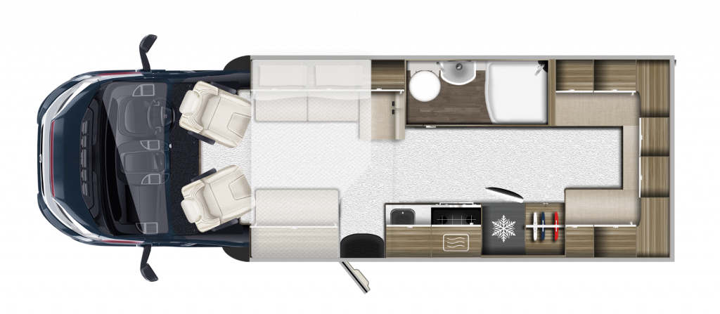 2026 Auto-Trail Imala 736 floorplan showing the motorhomes layout.