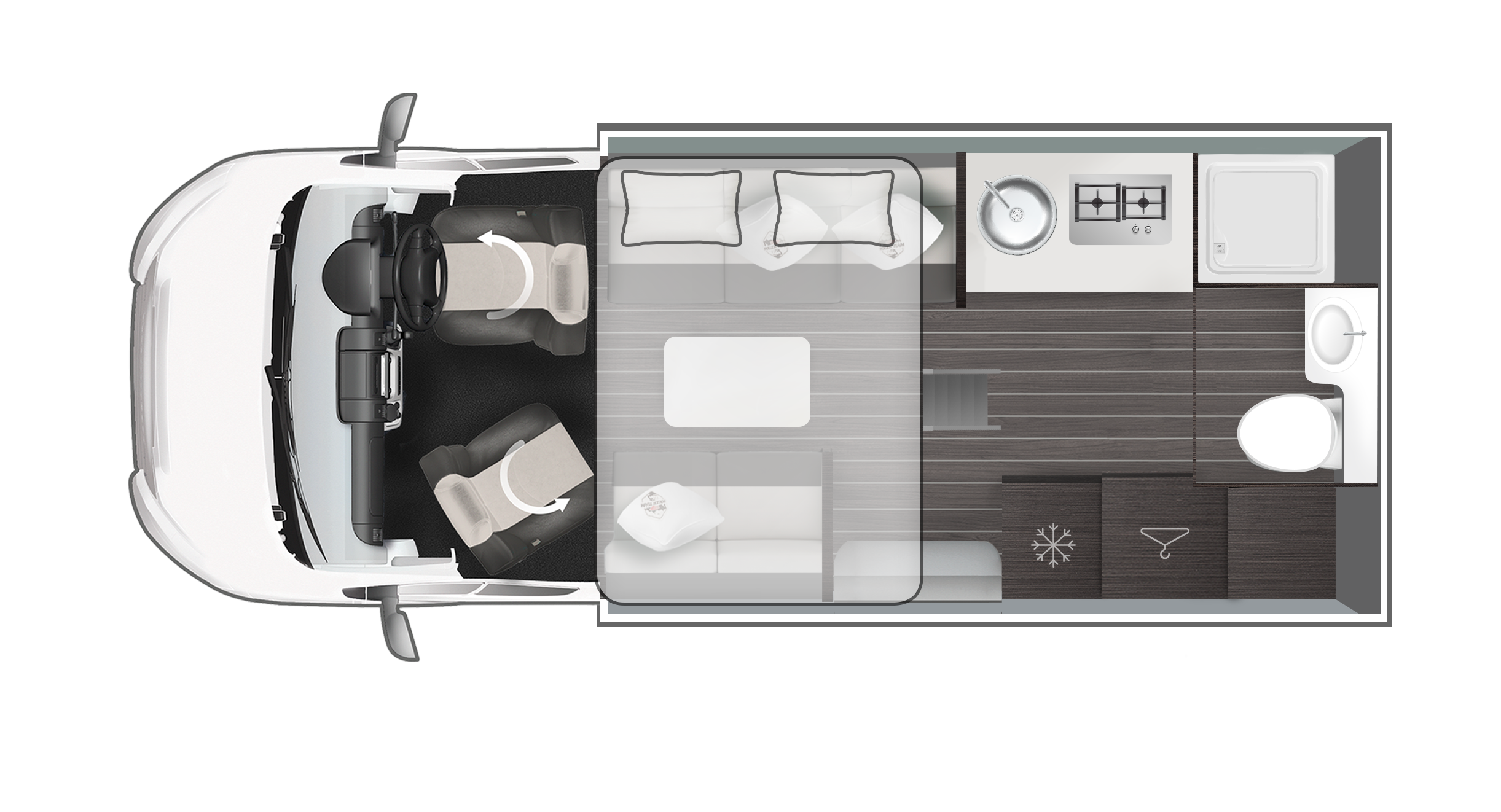 interior layout of a Roller Team Kronos Compact 590