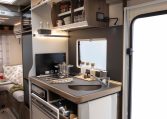 2026 Roller Team T-Line 700 interior view showing the kitchen storage drawers.