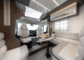 2026 Roller Team T-Line 700 interior view showing the L-shaped dining.