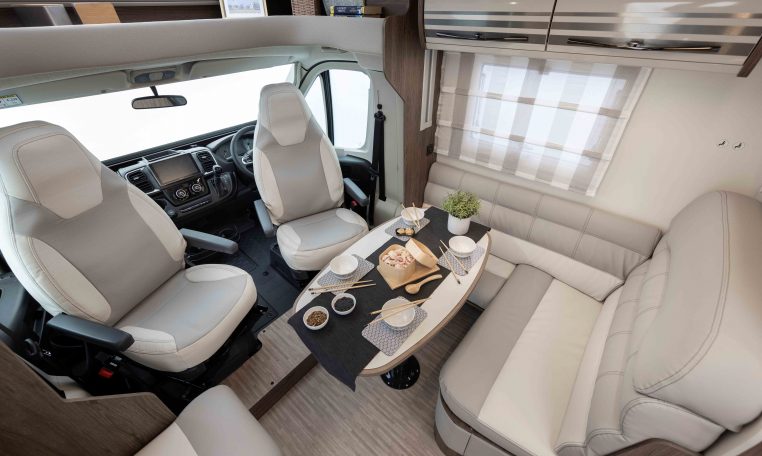 2026 Roller Team T-Line 700 interior view showing the luxury upholstery.