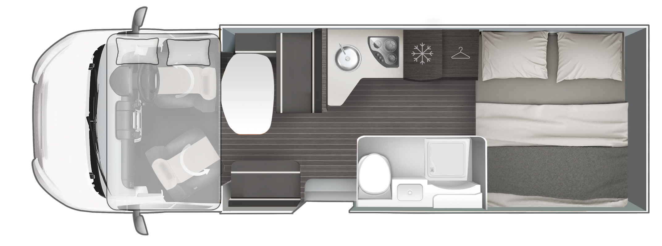 interior layout of a roller team zefiro sport motorhome