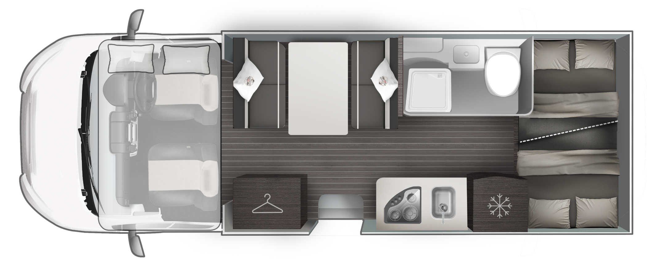 interior layout of 2026 Roller Team 675 motorhome
