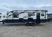 Exterior side profile of the 2024 Titan Blackhawk Tourer 720 caravan showing the windows and habitation door.
