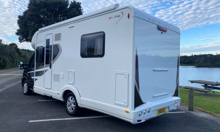 2023 Auto-Trail F-Line F74 motorhome exterior view showing the habitation door.