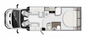 Auto-Trail F-Line F74 4-berth motorhome floor layout.