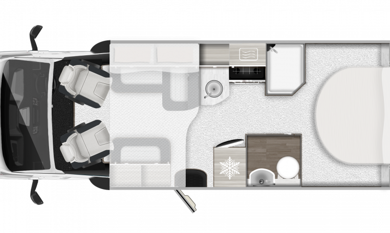 Auto-Trail F-Line F74 4-berth motorhome interiors floor layout.