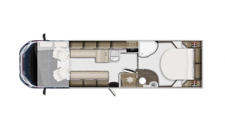 Auto-Trail Grand Frontier GF88 motorhome interior floorplan showing the layout.