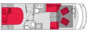 Fiat Ducato Pilote G740FC motorhome interior floorplan.