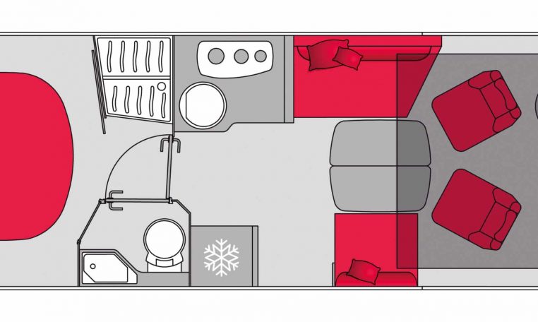 Fiat Ducato Pilote G740FC motorhome interior floorplan.