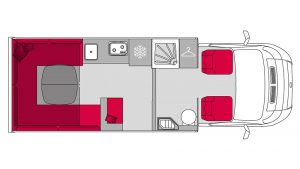 Pilote P696U interior floorplan showing the motorhome layout.