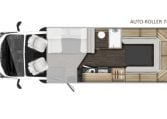 Roller Team Auto-Roller 747 motorhome floorplan showing the interior layout.