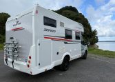 Bike rack mounted on the rear of the Roller Team Zefiro 665 motorhome.
