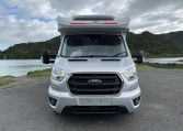 Front view of a Roller Team Zefiro 665 motorhome showing the cab and sleek exterior.