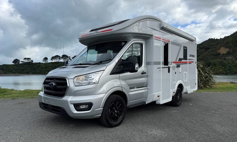 Roller Team Zefiro 665 motorhome exterior with front and side visible, highlighting its size, shape and overall design
